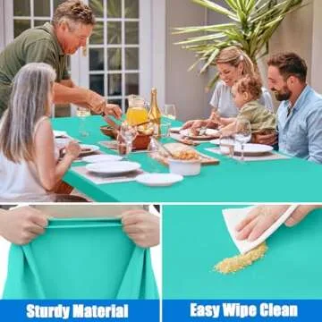 Spotjoy Rectangle Picnic Table Cloth, Waterproof Elastic Fitted Tablecloths, Washable Polyester Table Cover for Camping, Indoor and Outdoor (Aqua, 24"x48")