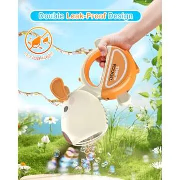 Bubble Gun with Handle & Strap, Portable Automatic Dog Bubble Machine Gun for Toddlers Kids 1-3 4-8 with Lights Music, 360°Leak Proof Bubble Blower for Birthday Girls Boys Pet Gifts