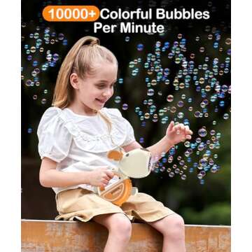 Bubble Gun with Handle & Strap, Portable Automatic Dog Bubble Machine Gun for Toddlers Kids 1-3 4-8 with Lights Music, 360°Leak Proof Bubble Blower for Birthday Girls Boys Pet Gifts