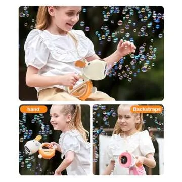 Bubble Gun with Handle & Strap, Portable Automatic Dog Bubble Machine Gun for Toddlers Kids 1-3 4-8 with Lights Music, 360°Leak Proof Bubble Blower for Birthday Girls Boys Pet Gifts