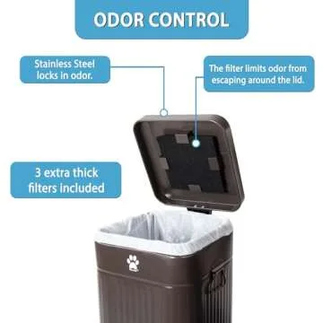 Nevink Dog Poop Trash Can Outside - Outdoor Dog Waste Trash Can with Lid - Odor Proof Waste Station Container for Backyard - 12L/3.2Gal (Mulch)