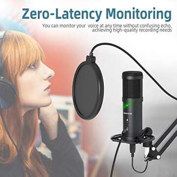 SUDOTACK USB Streaming PC Microphone, Zero-Latency Monitoring Professional 192kHz/24Bit Studio Cardi...