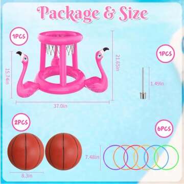 Uniqhia Pool Floats Toys Set, 2-in-1 Floating Basketball Hoops & Pool Ring Toss, Fun Summer Water Games for Kids Ages 8-12