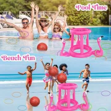 Uniqhia Pool Floats Toys Set, 2-in-1 Floating Basketball Hoops & Pool Ring Toss, Fun Summer Water Games for Kids Ages 8-12