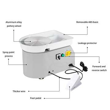 ZXMT Pottery Wheel Machine 9.8'' Electric Table Top