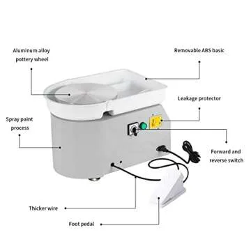 ZXMT Pottery Wheel Machine 9.8'' Electric Table Top