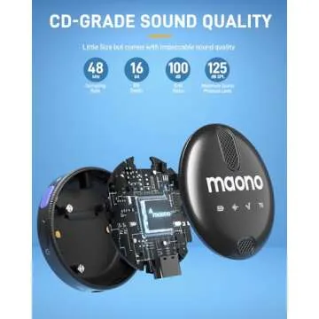 MAONO Wireless Lavalier Microphone for iPhone 15 & Android, USB C Clip on Lapel Mic with Professional Noise Cancelling, 4-Stage Gain, 36H Working Time for Video Recording, YouTube, Vlogging, Streaming