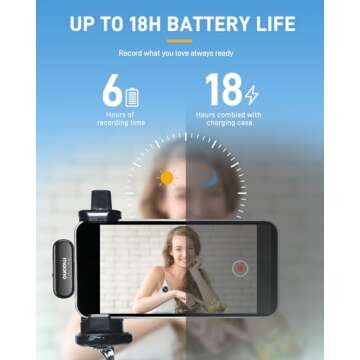 MAONO Wireless Lavalier Microphone for iPhone 15 & Android, USB C Clip on Lapel Mic with Professional Noise Cancelling, 4-Stage Gain, 36H Working Time for Video Recording, YouTube, Vlogging, Streaming