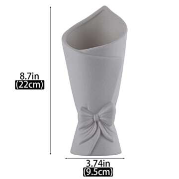 Frosted Porcelain Floral Handmade Vases,Frosted ceramic vases,Geometric Ceramic Flower Vase for Modern Home Decoration and high-end wedding,Matte Frosted Texture Bud Flower Vase (Roll Vase)