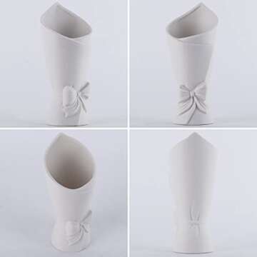 Frosted Porcelain Floral Handmade Vases,Frosted ceramic vases,Geometric Ceramic Flower Vase for Modern Home Decoration and high-end wedding,Matte Frosted Texture Bud Flower Vase (Roll Vase)