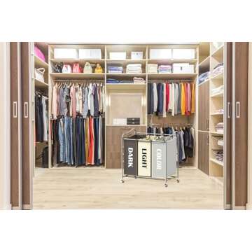 Heavy Duty 3-Bag Laundry Sorter Rolling Cart