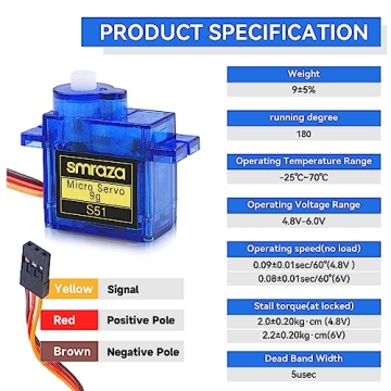Smraza SG90 9G Micro Servo Kit - 10 Servos for R/C Projects
