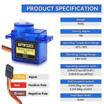 Smraza SG90 9G Micro Servo Kit - 10 Servos for R/C Projects
