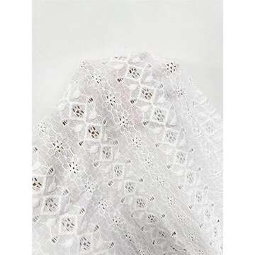 SweatyRocks Women's Eyelet Embroidery Sheer Crop Coat Casual Long Sleeve Full Zip Bomber Jacket White Small