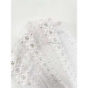 SweatyRocks Women's Eyelet Embroidery Sheer Crop Coat Casual Long Sleeve Full Zip Bomber Jacket White Small