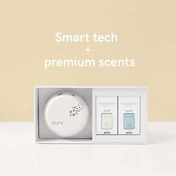 Pura Smart Home Fragrance Device Starter Set V3 - Scent Diffuser for Homes, Bedrooms & Living Rooms - Fragrance Aroma Diffuser with Light - Apartment & Household Essential - Moodcast