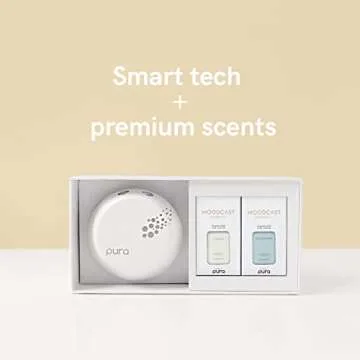 Pura Smart Home Fragrance Device Starter Set V3 - Scent Diffuser for Homes, Bedrooms & Living Rooms - Fragrance Aroma Diffuser with Light - Apartment & Household Essential - Moodcast