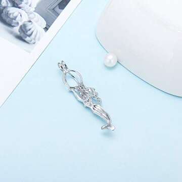 LGSY 925 Sterling Silver Mermaid Cage Pendants for Jewelry Making