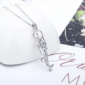 LGSY Mermaid Cage Pendants - Sterling Silver for Pearl Jewelry