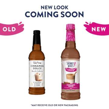 Jordan's Skinny Syrups Sugar Free Coffee Syrup, Cinnamon Dolce Flavor Drink Mix, Zero Calorie Flavor...