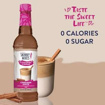 Jordan's Skinny Syrups Sugar Free Coffee Syrup, Cinnamon Dolce Flavor Drink Mix, Zero Calorie Flavoring for Chai Latte, Protein Shake, Food and More, Gluten Free, Keto Friendly, 25.4 Fl Oz, 1 Pack