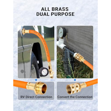 Brass RV Winterizing Kit with Pressure Gauge & Hose