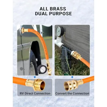 Brass RV Winterizing Kit with Pressure Gauge & Hose