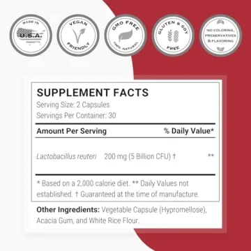 Lactobacillus Reuteri Probiotic for Gut Health - 60 Capsules