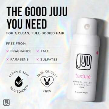 Juju Styling Texture Powder & Dry Shampoo Powder Pump 2 oz Powder Styler Dry Shampoo (Dark) - Natura...