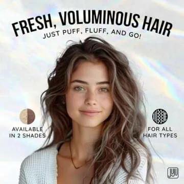 Juju Styling Texture Powder & Dry Shampoo Powder Pump 2 oz Powder Styler Dry Shampoo (Dark) - Natural Volumizing Hair Powder, Oil-Absorbing Dry Shampoo, Travel Size Hair Care for All Hair Types