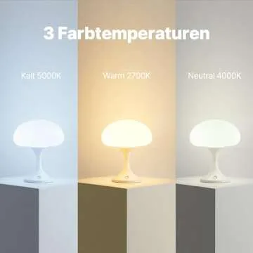 MAGCHARM Mushroom Lamp, 5W LED Cordless Rechargeable Table Lamp with Glass Shade, Small Retro Dimmable Touch Light with 3 Color Temps, Aesthetic Mid Century Bedside Light for Bedroom Ambient, White