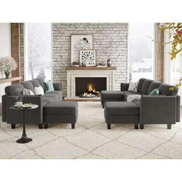 Huatean Home Multi-Purpose Modular Sectional Sofa - Convertible U-Shaped Couch with Comfort and Styl...