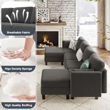 Huatean Modular Sectional Sofa with Memory Foam Comfort