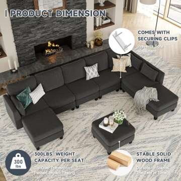 Huatean Modular Sectional Sofa with Memory Foam Comfort