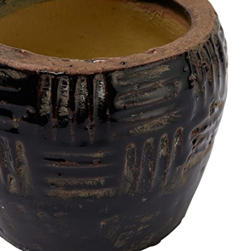 Creative Co-Op Embossed Terracotta Black Planter