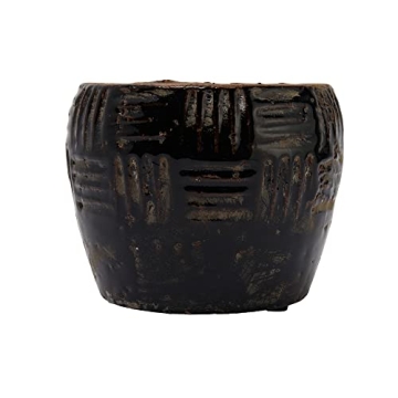 Creative Co-Op Embossed Terracotta Black Planter