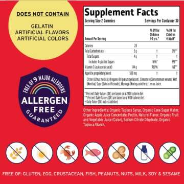 Natural Vegan Immune Support Gummies for Kids