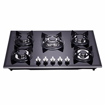 Deli-Kit 30 inch Gas Cooktop - 5 Burners with Dual Fuel Capability