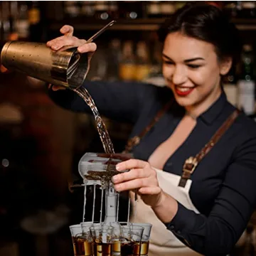 Bezrat Shot Glass Dispenser Gift Set - Rich Wood Mahogany Serving Tray - 6 Shot Acrylic Glass Dispenser and Holder - Whiskey, Liquids, Drinks, Beverages, Cocktail for Drinking Games, Parties and Bars