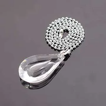 longsheng Clear Crystal Prism Drop Dazzling Crystal Ceiling Fan Pull Chain Pull Chain Extension with Connector for Ceiling Light Fan Set of 4 with Gift Box