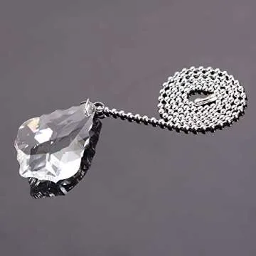 longsheng Clear Crystal Prism Drop Dazzling Crystal Ceiling Fan Pull Chain Pull Chain Extension with Connector for Ceiling Light Fan Set of 4 with Gift Box