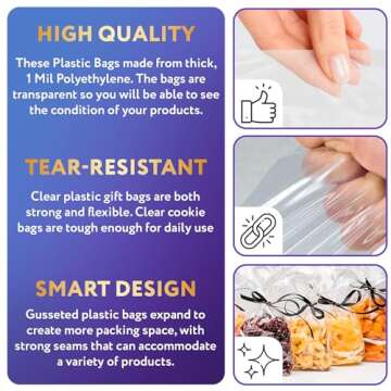 APQ Clear Gusseted Poly Bags for Baked Treats