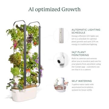 Gardyn 4.0 Hydroponics Growing System Kit & Vertical Garden Planter, 30 Non-GMO Indoor Plants Smart Garden, Herbs, Vegetables & LED Grow Lights for Indoor Gardening System