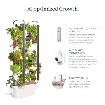 Gardyn 4.0 Hydroponics Growing System Kit & Vertical Garden Planter, 30 Non-GMO Indoor Plants Smart Garden, Herbs, Vegetables & LED Grow Lights for Indoor Gardening System