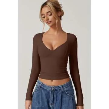 Stylish QINSEN Long Sleeve V Neck Top for Women