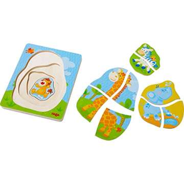 HABA Wild Animals 10 Piece Layered Wooden Puzzle for Ages 2 Years and Up