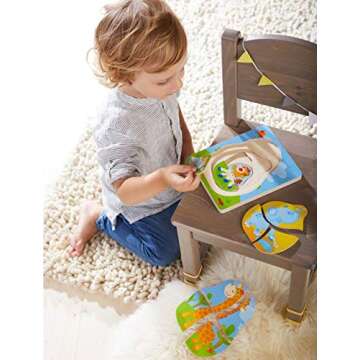 HABA Wild Animals 10 Piece Layered Wooden Puzzle for Ages 2 Years and Up