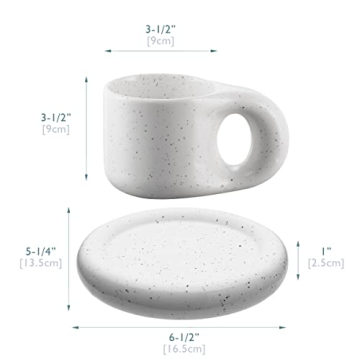 AVAFORT Simple Style Coffee Mug with Saucer - Unique Design