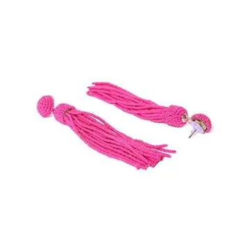 Crunchy Fashion Bohemian Pink Tassel Beaded Earrings for Women