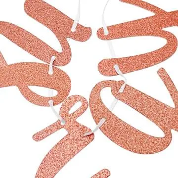 Big Bach Energy Banner, Bachelorette Party Decorations Pre-Strung Hen Party Sign Bridal Shower Decor Rose Gold Glitter